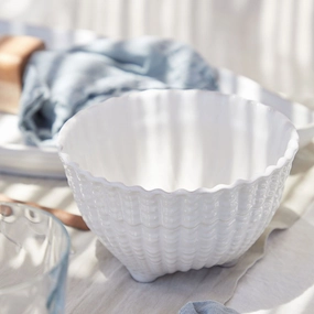 Shell Footed Bowl Aparte, D14cm, White Serving Bowls Entertaining Set