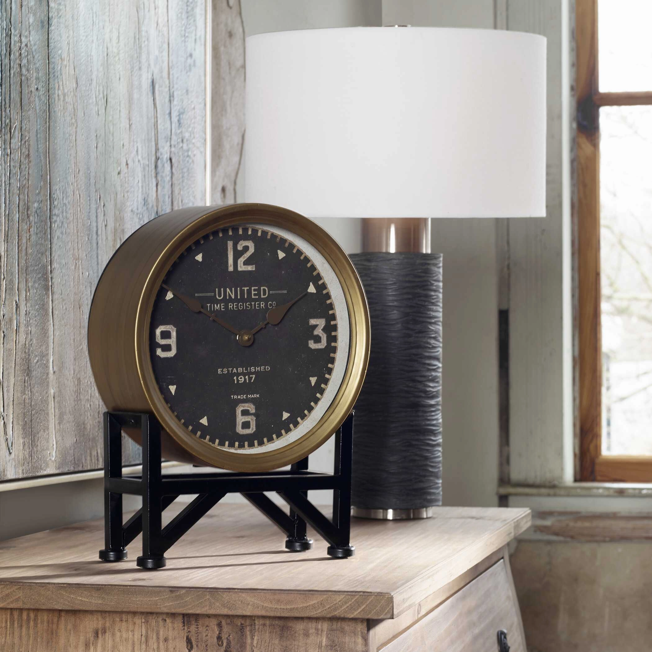 Shyam Table Clock Brass /Aged Black Clocks decor discount