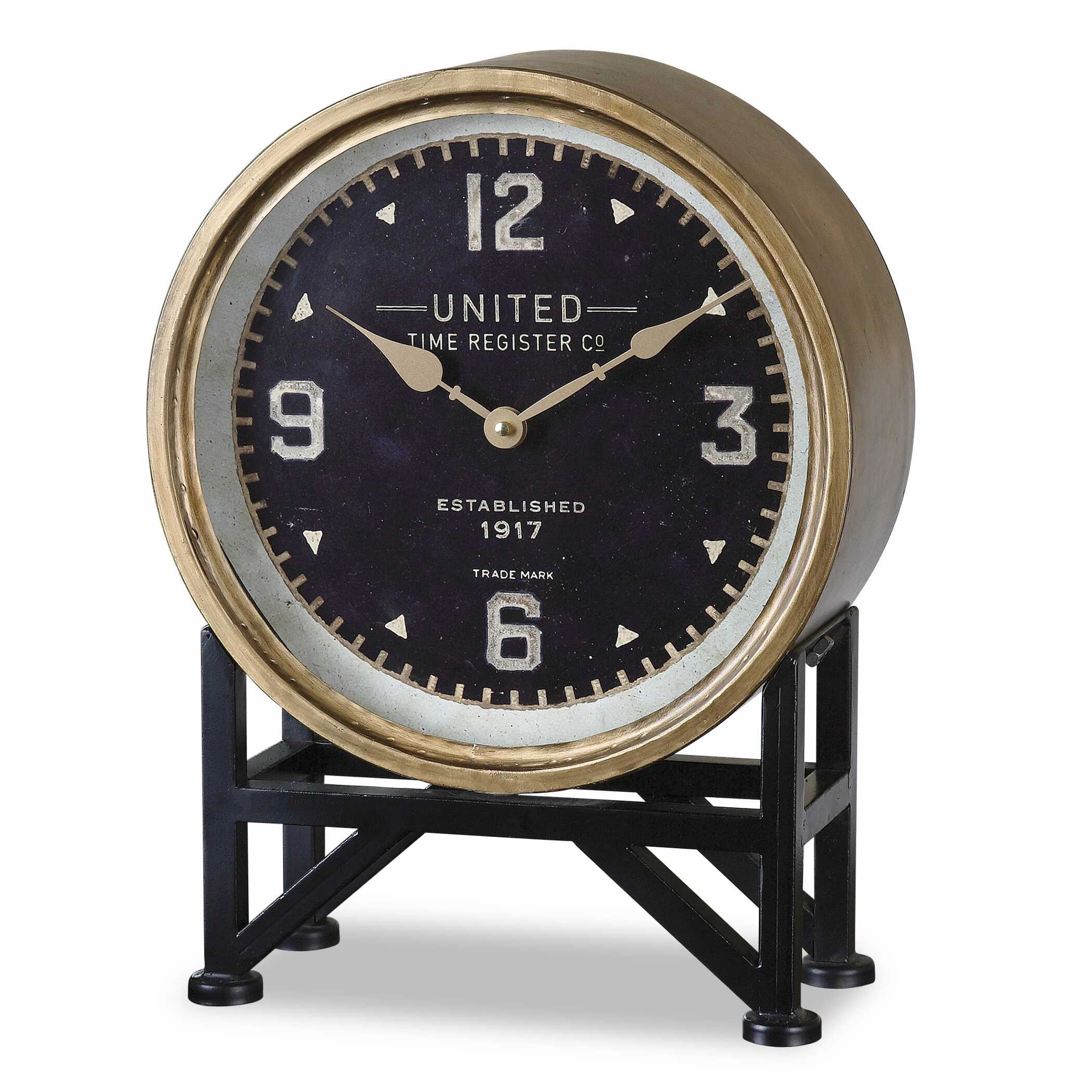 Shyam Table Clock Brass /Aged Black Clocks decor discount