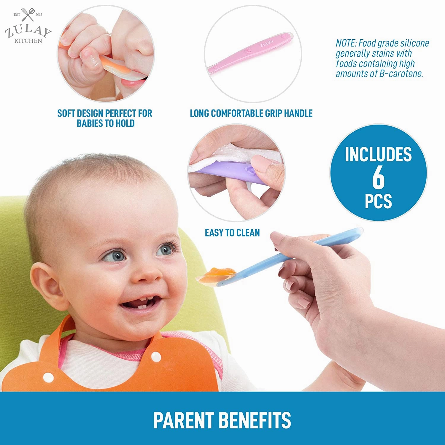 Silicone Baby Spoon (6 Pack)