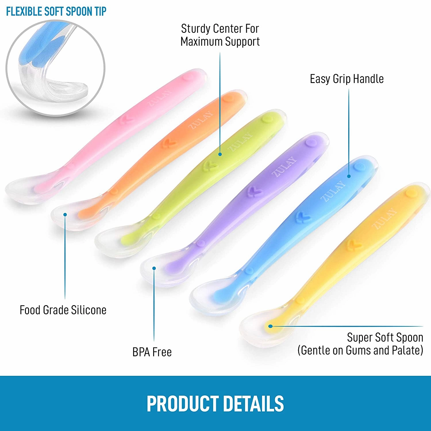 Silicone Baby Spoon (6 Pack)
