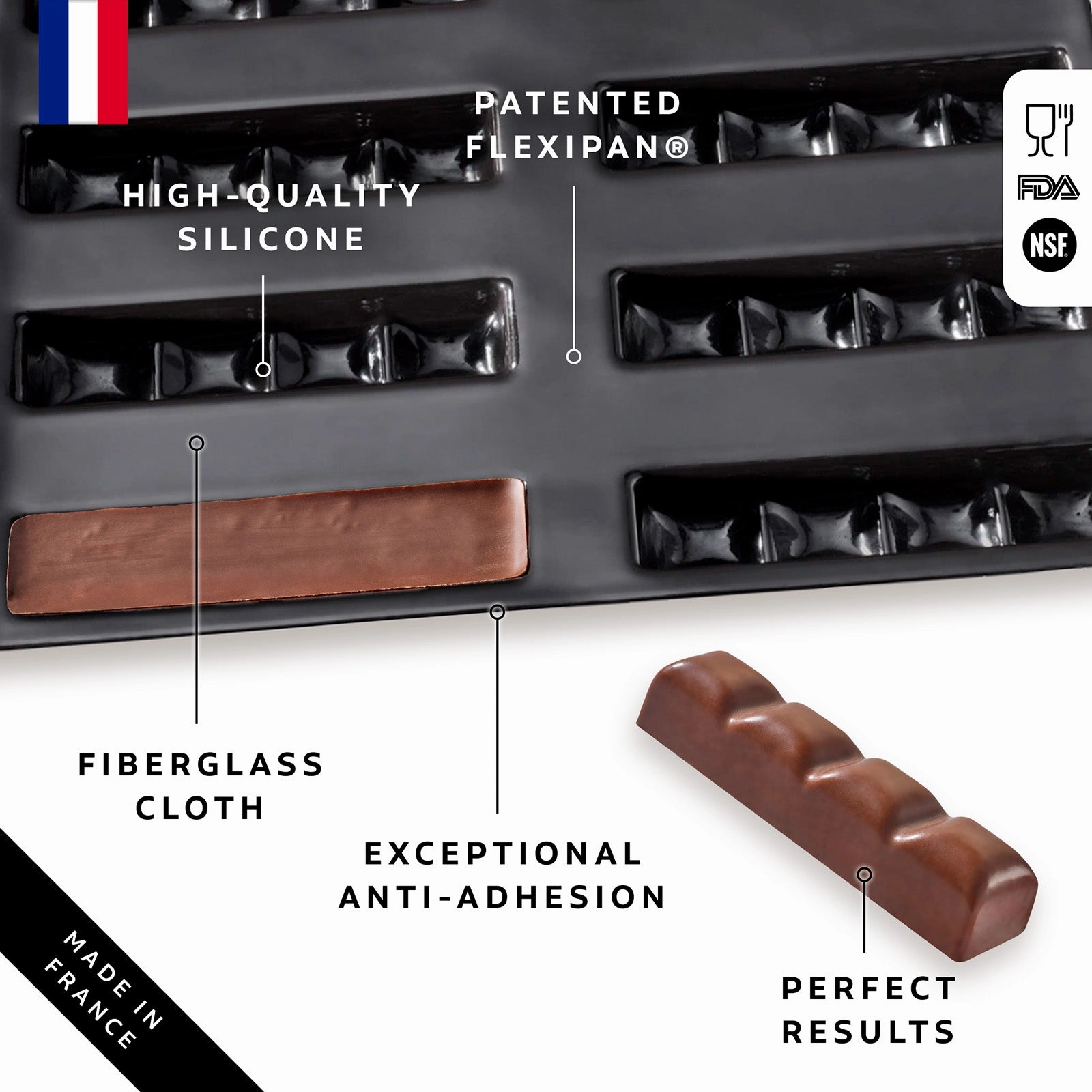 Silpat Flexipan 12 Chocolate Granola Bars Premium Silicone Baking Pan