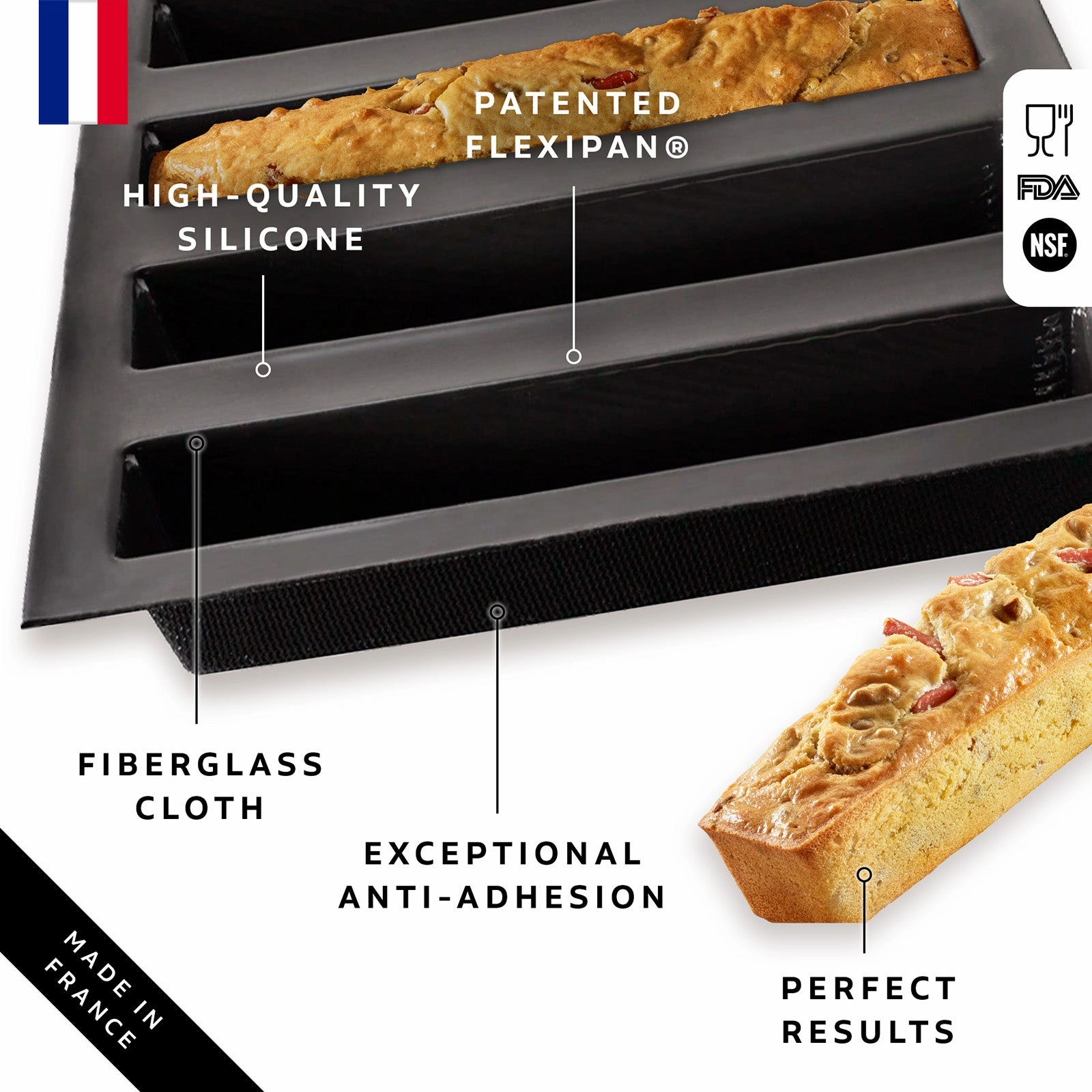 Silpat Flexipan 5 Long Loaves Premium Silicone Baking Pan