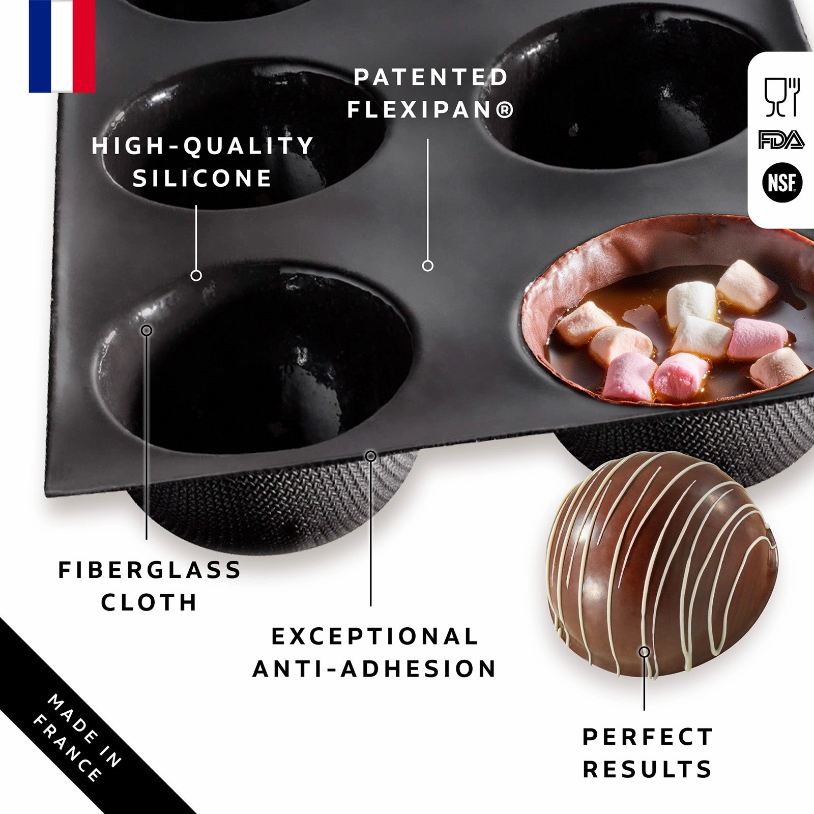 Silpat Flexipan 6 Bomb Cakes Premium Silicone Baking Pan
