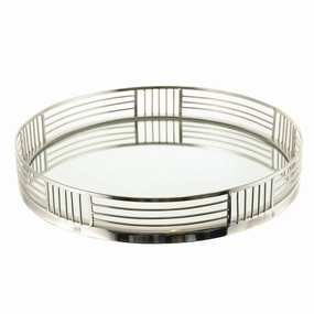 Silver Round Tray with Mirror Base Barware sale online