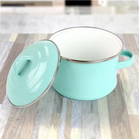 Small 1-Quart Turquoise Enameled Steel Dutch Oven with Lid Cookware hot cookware outlet
