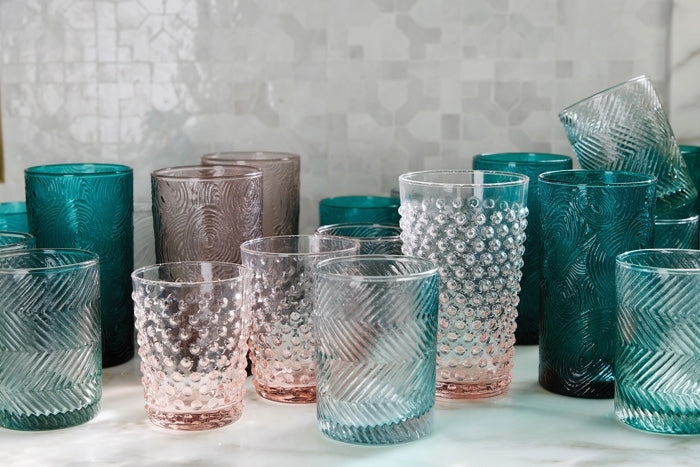 Sofia Pink Hand Blown Glass Tumbler Glasses Set/6