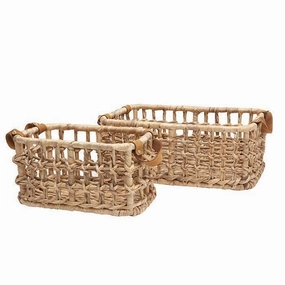 Somerset Woven Water Hyacinth Basket (Natural) Decorative Baskets clearance deals