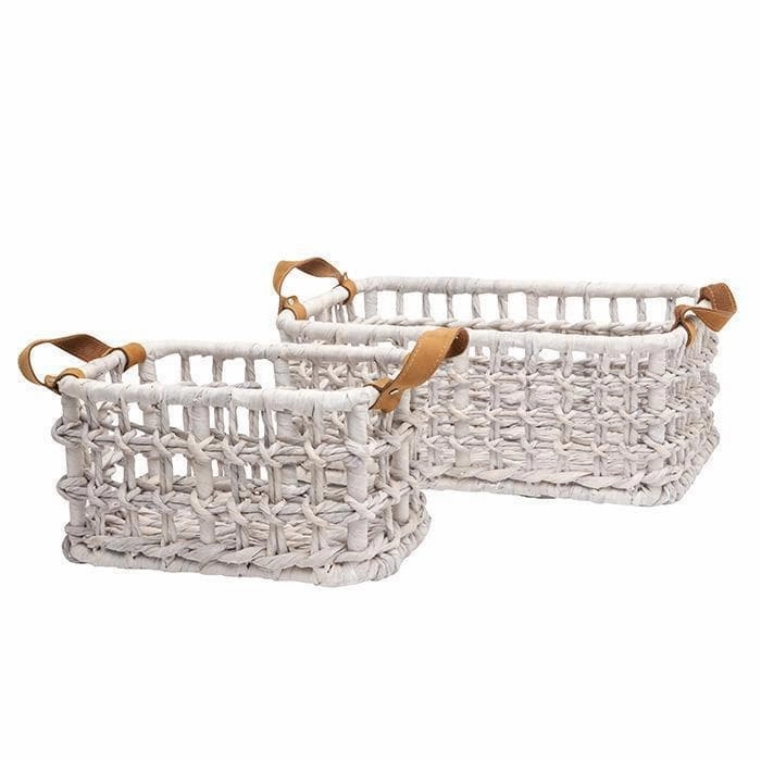 Somerset Woven Water Hyacinth Basket (White) Decorative Baskets clearance deals