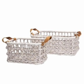 Somerset Woven Water Hyacinth Basket (White) Decorative Baskets clearance deals