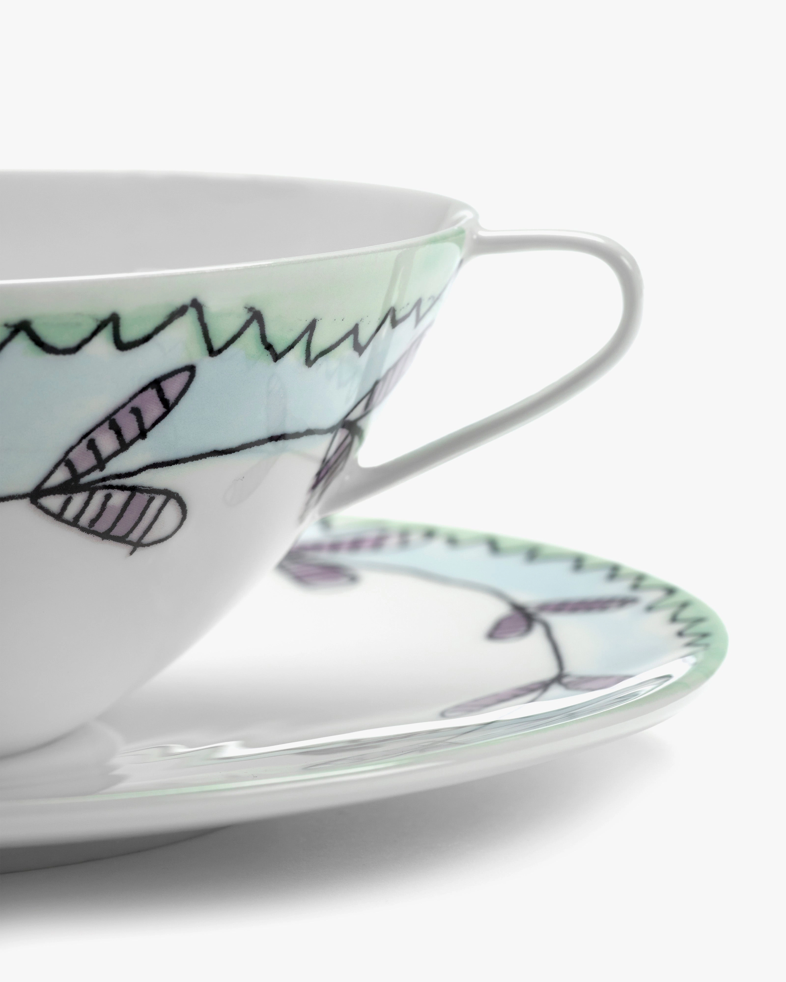 Soup bowl with saucer Blossom milk Midnight Flowers