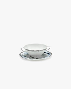 Soup bowl with saucer Mirtillo tea Midnight Flowers Dinnerware tableware outlet