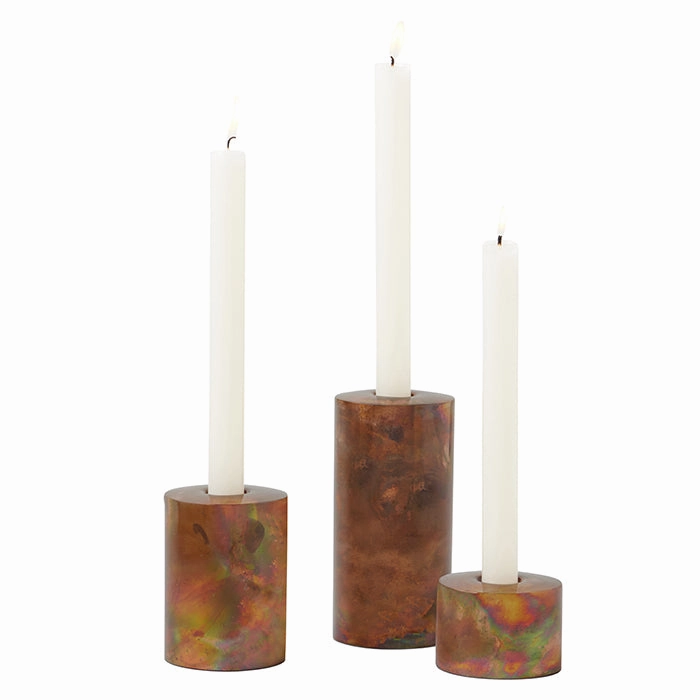 Spencer Burnt Gold Candle Holders Set/3