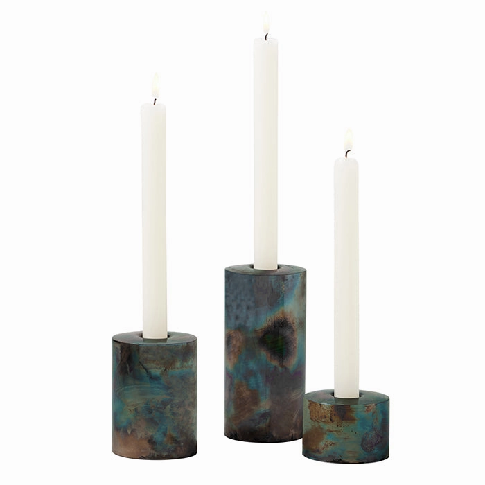 Spencer Burnt Silver Candle Holders Set/3