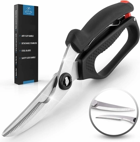 Spring-Loaded Kitchen Chicken Shears With Anti-Slip Handle & Safety Lock Cutlery outlet discounts