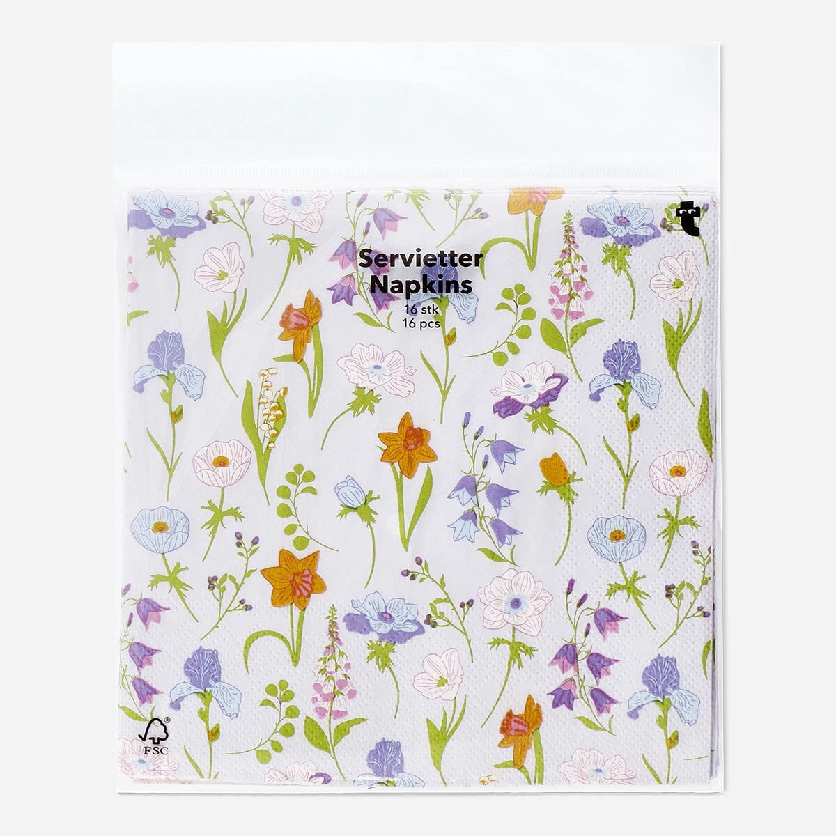 Spring themed floral napkins - 16 pcs