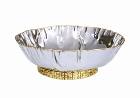 Stainless Steel Crumpled Bowl With Mosaic Base Serveware discount kitchenware