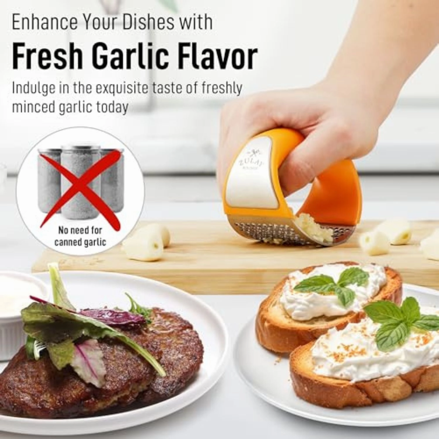 Stainless Steel Garlic Press Rocker Set With Comfortable Grip