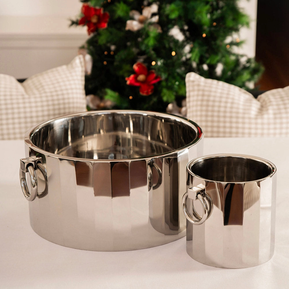 Stainless Steel Party Tub Double Wall Texture Shiny