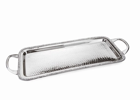 Stainless Steel Rectangular Tray with Beaded Design Serveware discount kitchenware