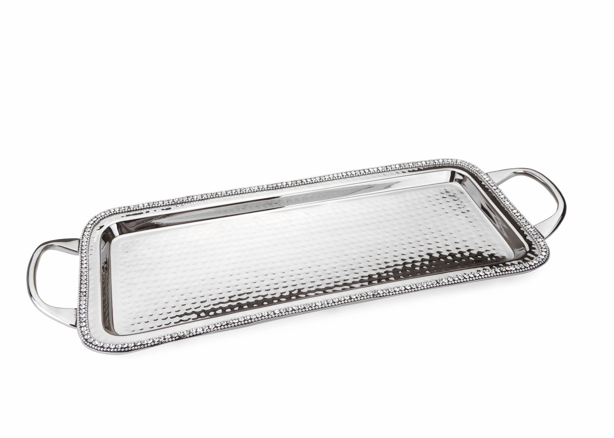 Stainless Steel Rectangular Tray with Beaded Design Serveware discount kitchenware