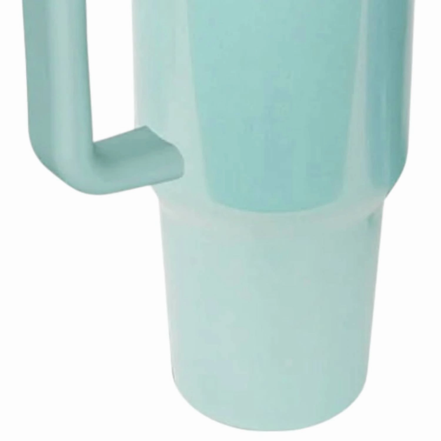 Stainless Steel Tumbler With Handle And Straw In Aqua
