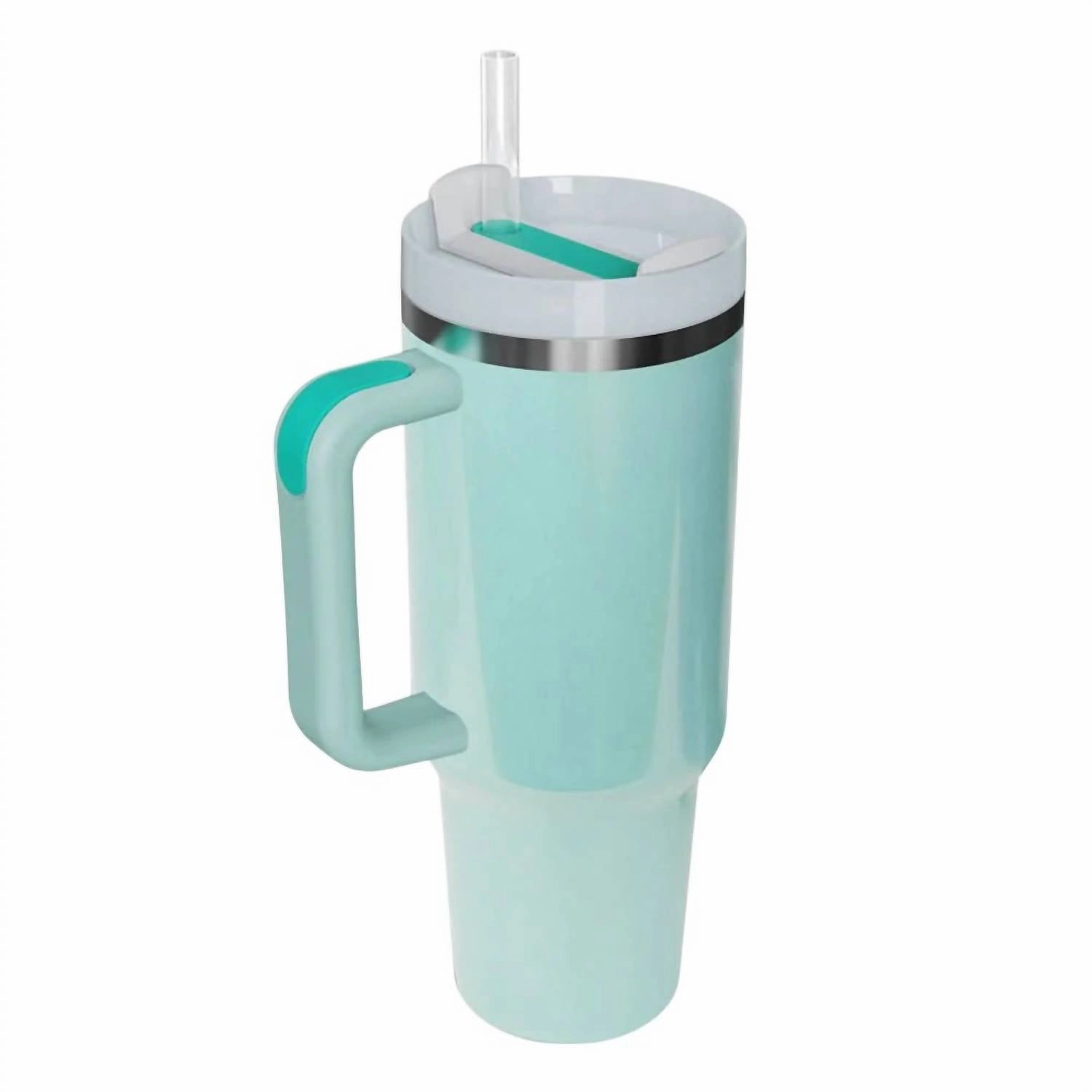Stainless Steel Tumbler With Handle And Straw In Aqua Cooking Tools & Accessories clearance kits