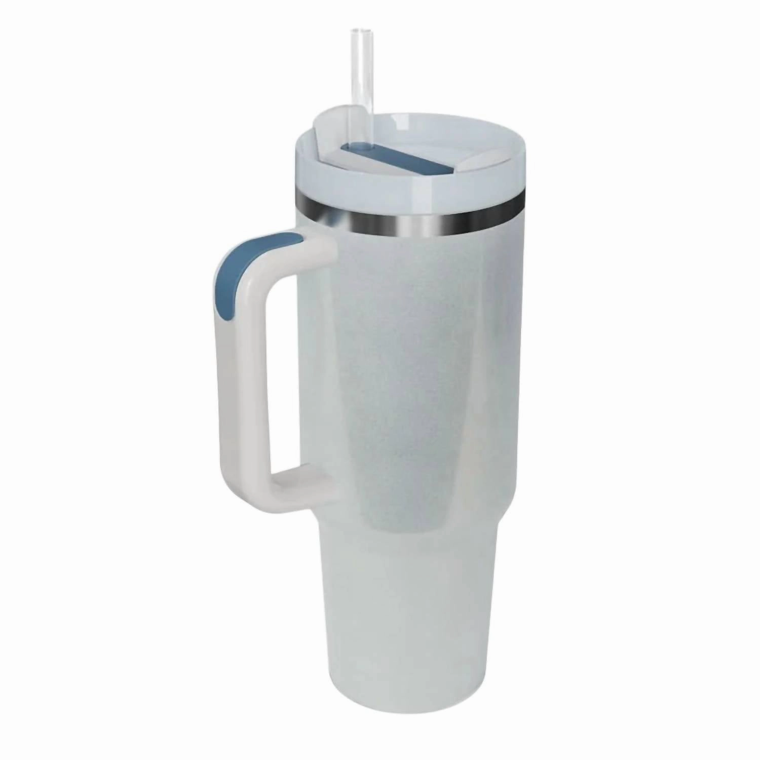 Stainless Steel Tumbler With Handle And Straw In White Cooking Tools & Accessories clearance kits