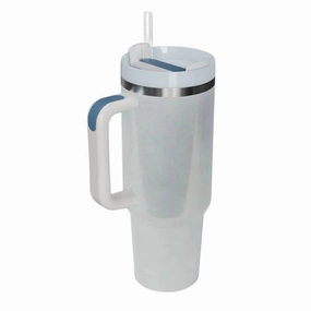 Stainless Steel Tumbler With Handle And Straw In White Cooking Tools & Accessories clearance kits