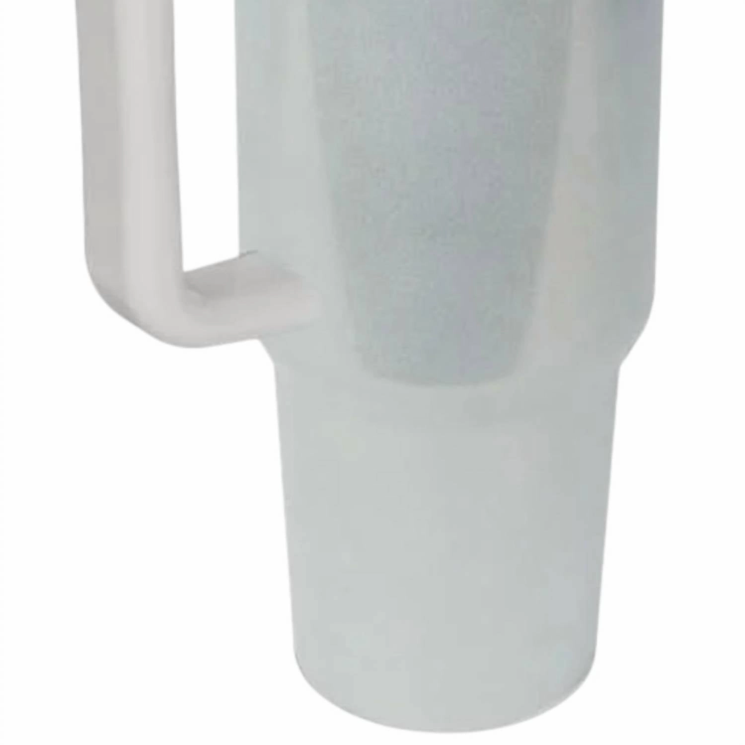 Stainless Steel Tumbler With Handle And Straw In White