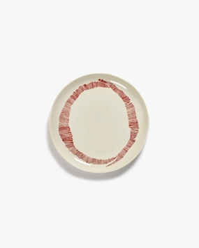 Starter plate white swirl - red stripes Feast Dinnerware tableware outlet