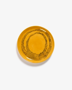 Starter plate yellow - black dots Feast Dinnerware tableware outlet