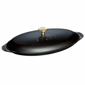 Staub Cast Iron 14.5-inch x 8-inch Covered Fish Pan - Matte Black Cookware holiday sale
