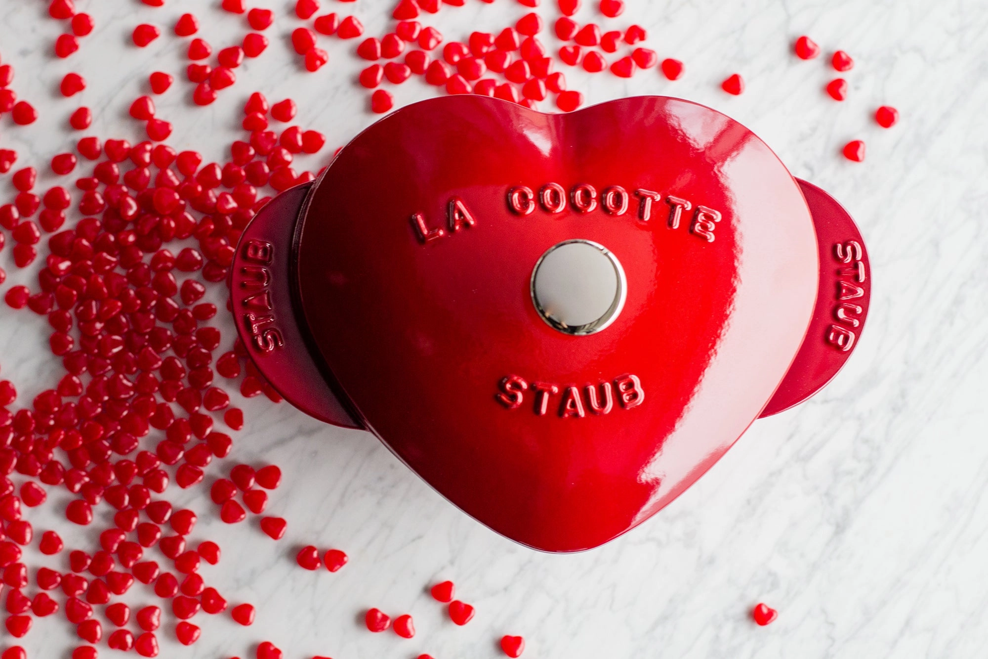 Staub Cast Iron 1.75-qt Heart Cocotte - Cherry