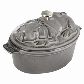 Staub Cast Iron 1-qt Pig Cocotte - Graphite Grey Cookware holiday sale