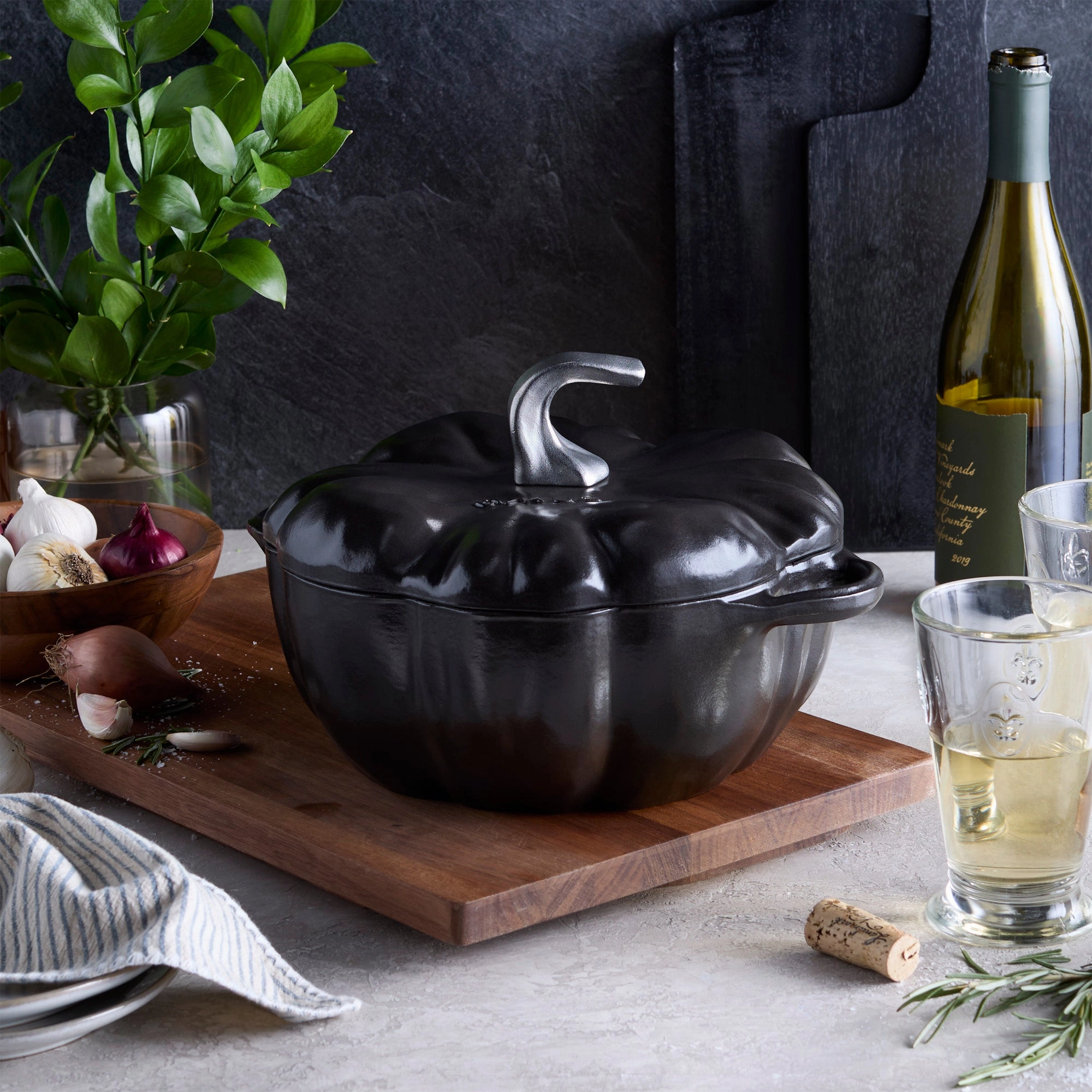 STAUB Cast Iron 3.5-qt Pumpkin Cocotte with Stainless Steel Knob