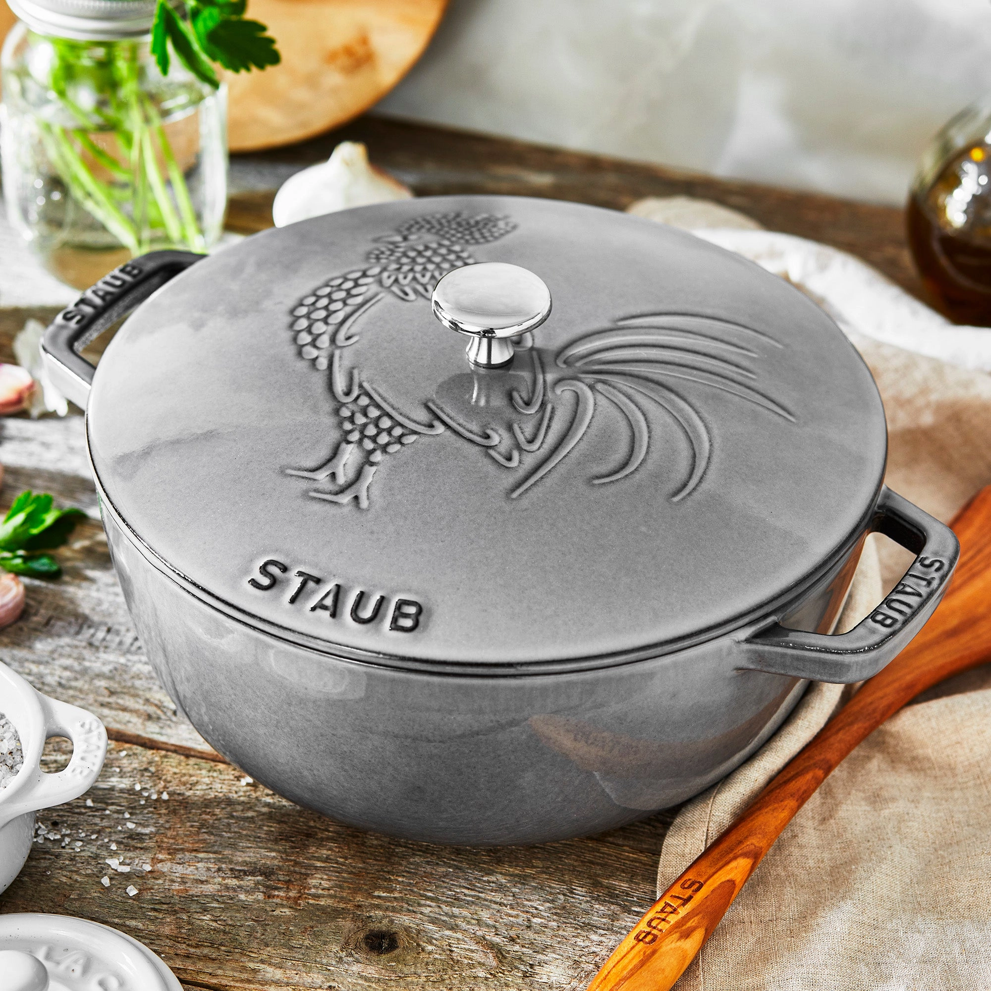 Staub Cast Iron 3.75-qt Essential French Oven Rooster