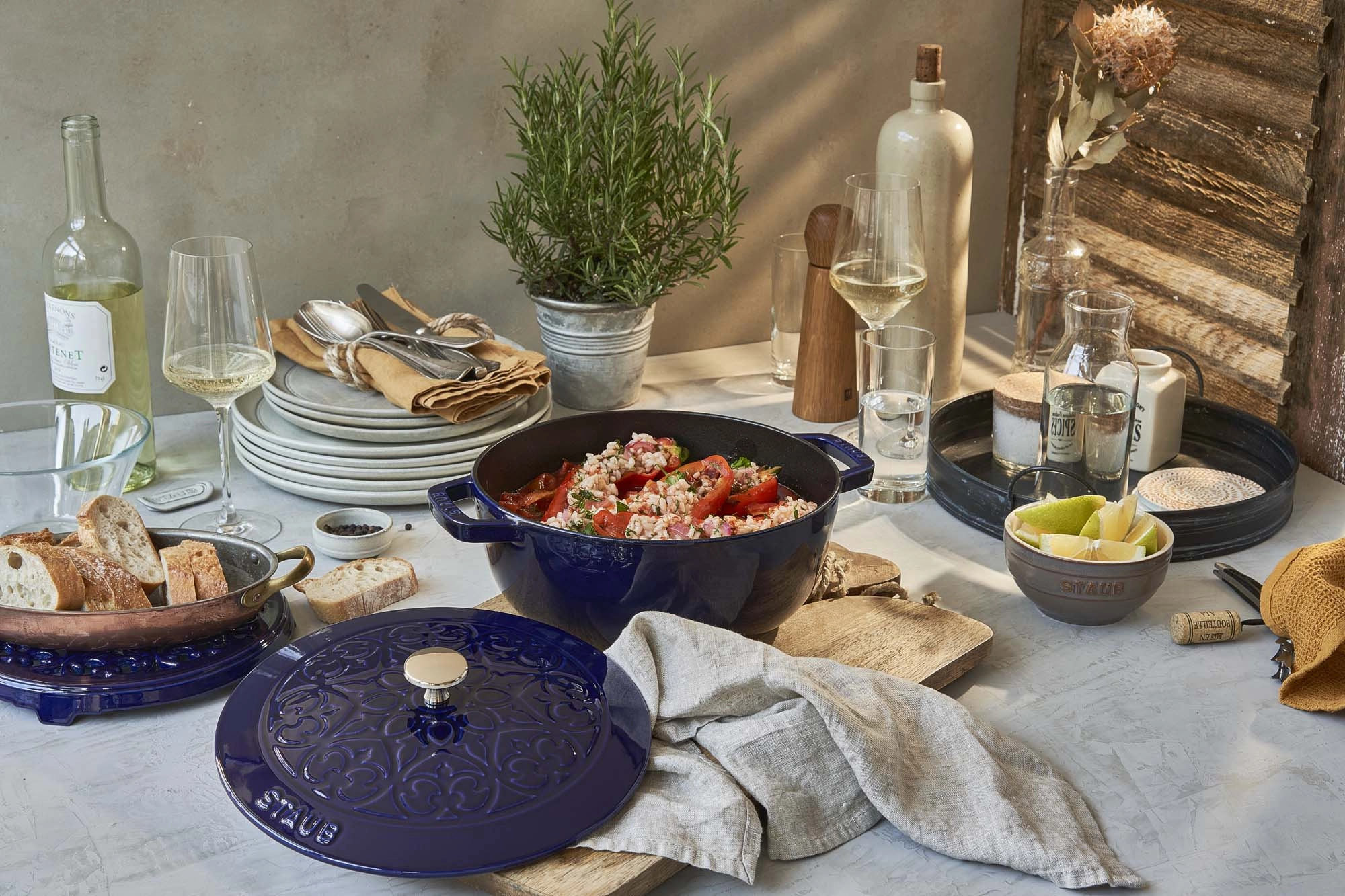 Staub Cast Iron 3.75-qt Essential French Oven with Lilly Lid