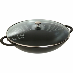 Staub Cast Iron 6-qt Wok - Matte Black Cookware holiday sale