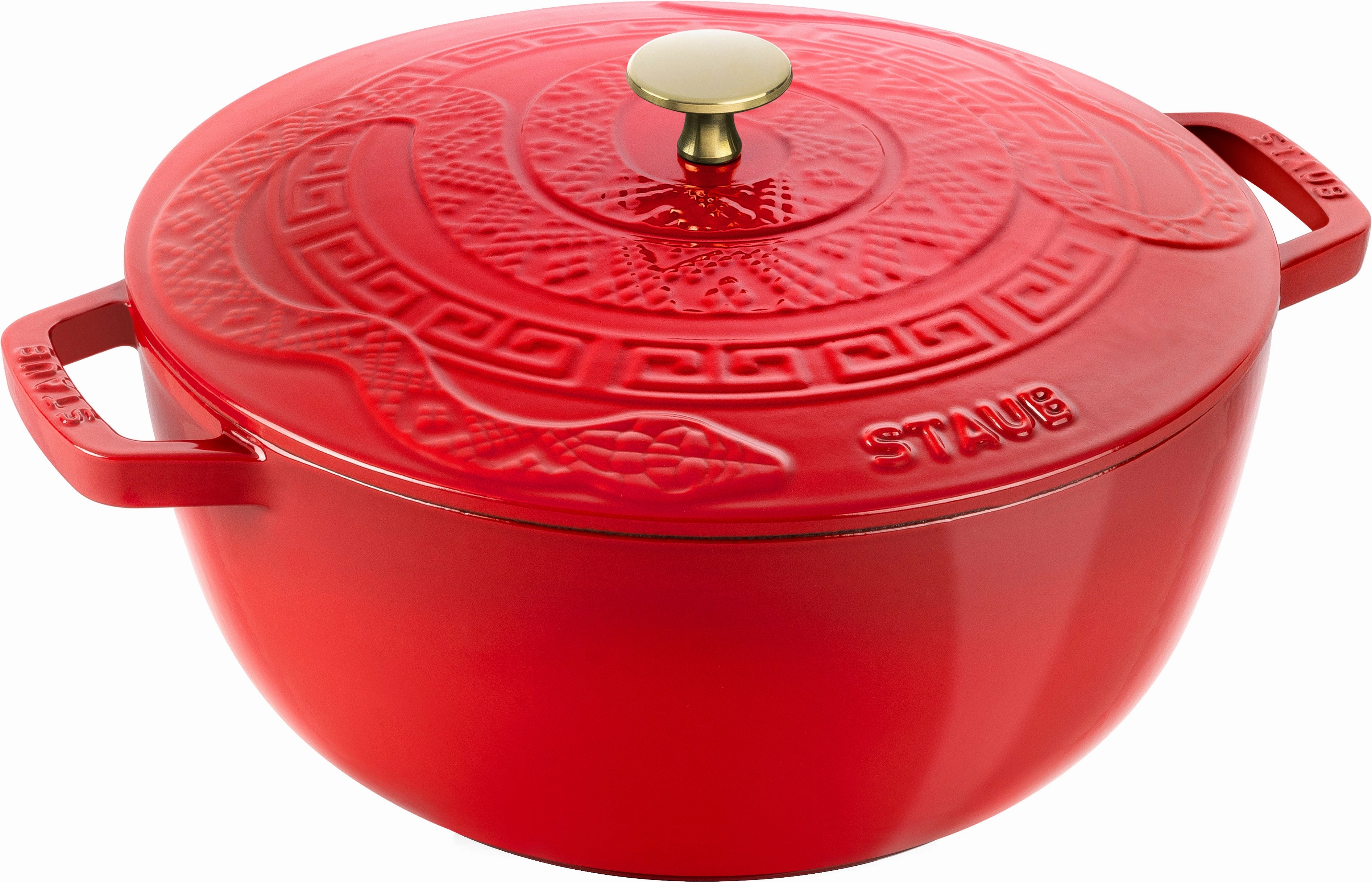 Staub Cast Iron Essential French Oven, Dutch Oven, 5-quart, serves 5-6, Made in France,  with Snake Lid Cookware hot cookware outlet