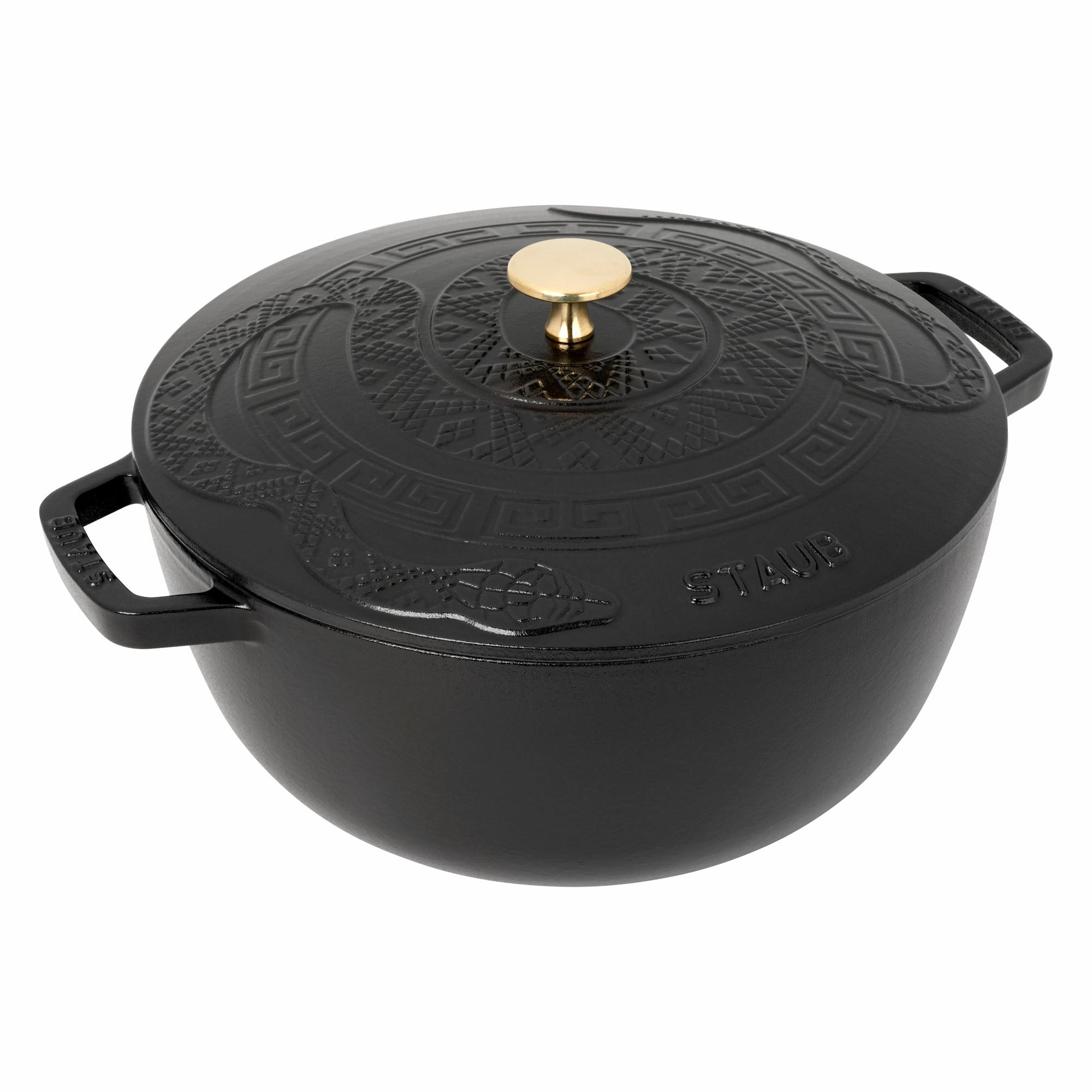 Staub Cast Iron Essential French Oven, Dutch Oven, 5-quart, serves 5-6, Made in France,  with Snake Lid