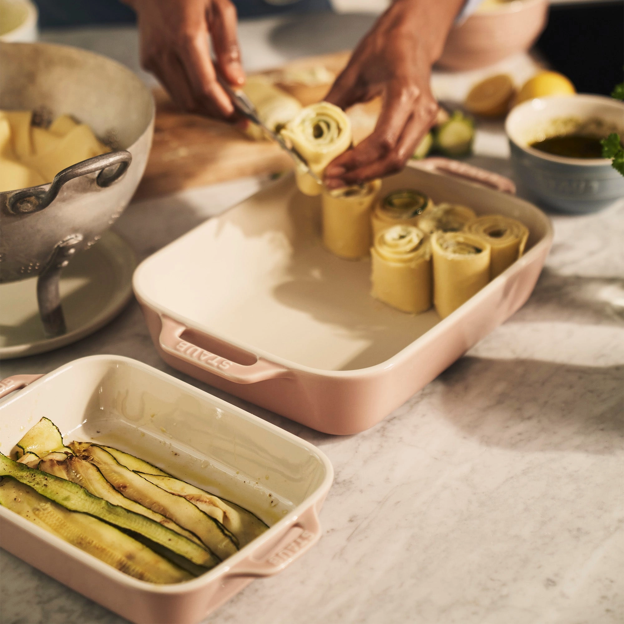 Staub Ceramic 2-pc Rectangular Baking Dish Set Macaron Pastel