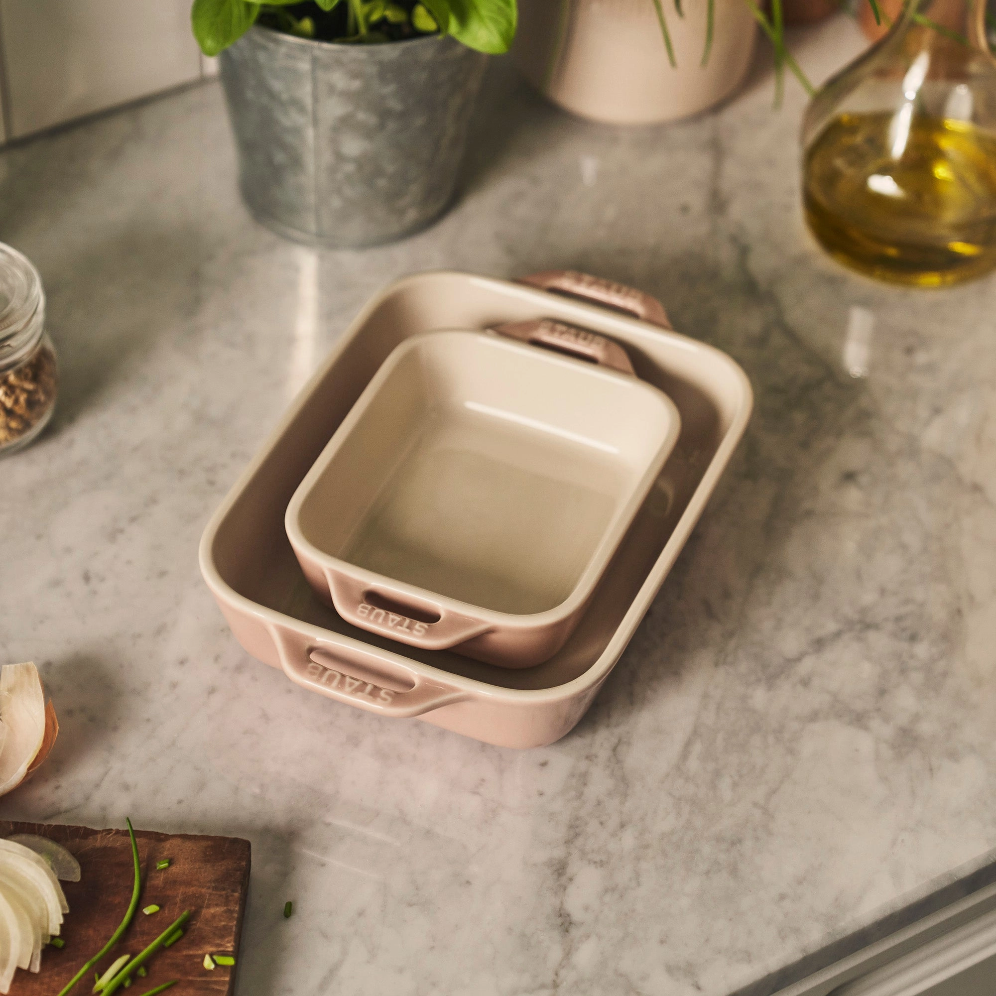 Staub Ceramic 2-pc Rectangular Baking Dish Set Macaron Pastel
