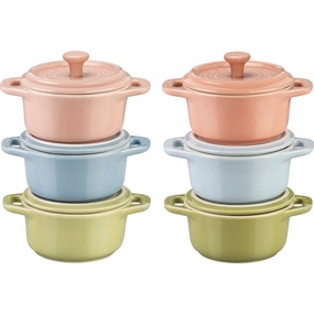 Staub Ceramic 6-pc Mini Round Cocotte Set - Macaron Pastel Colors Bakeware online promo