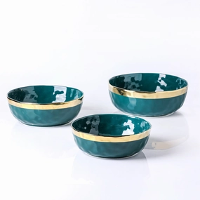 Stone Lain Florian Porcelain 3-Piece Round Bowl Service Set Dinnerware clearance deals