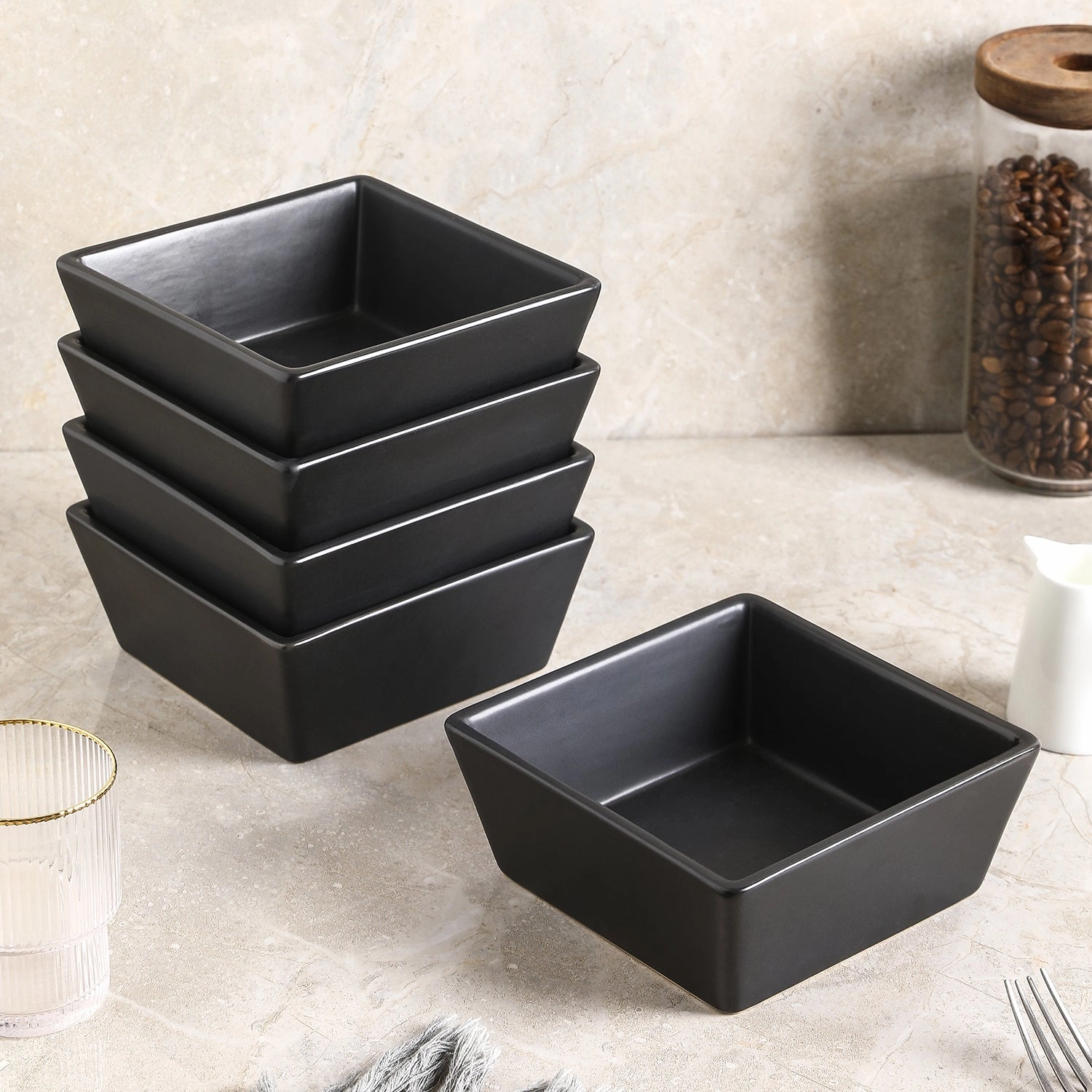 Stone Lain Grace Stoneware Square Bowl Set of 4