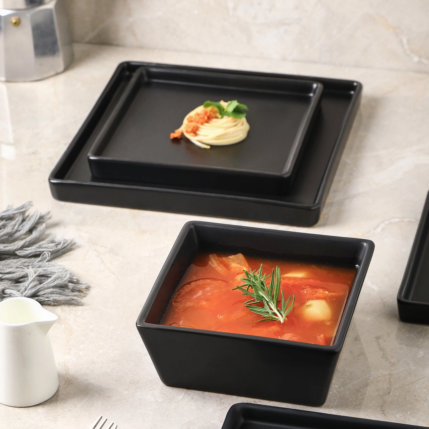 Stone Lain Grace Stoneware Square Bowl Set of 4