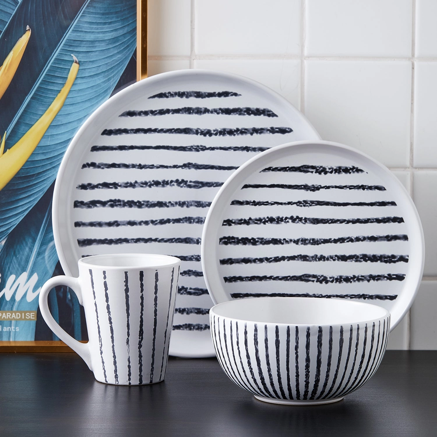 Stone Lain Nova Stoneware 16-piece Round Dinnerware Set