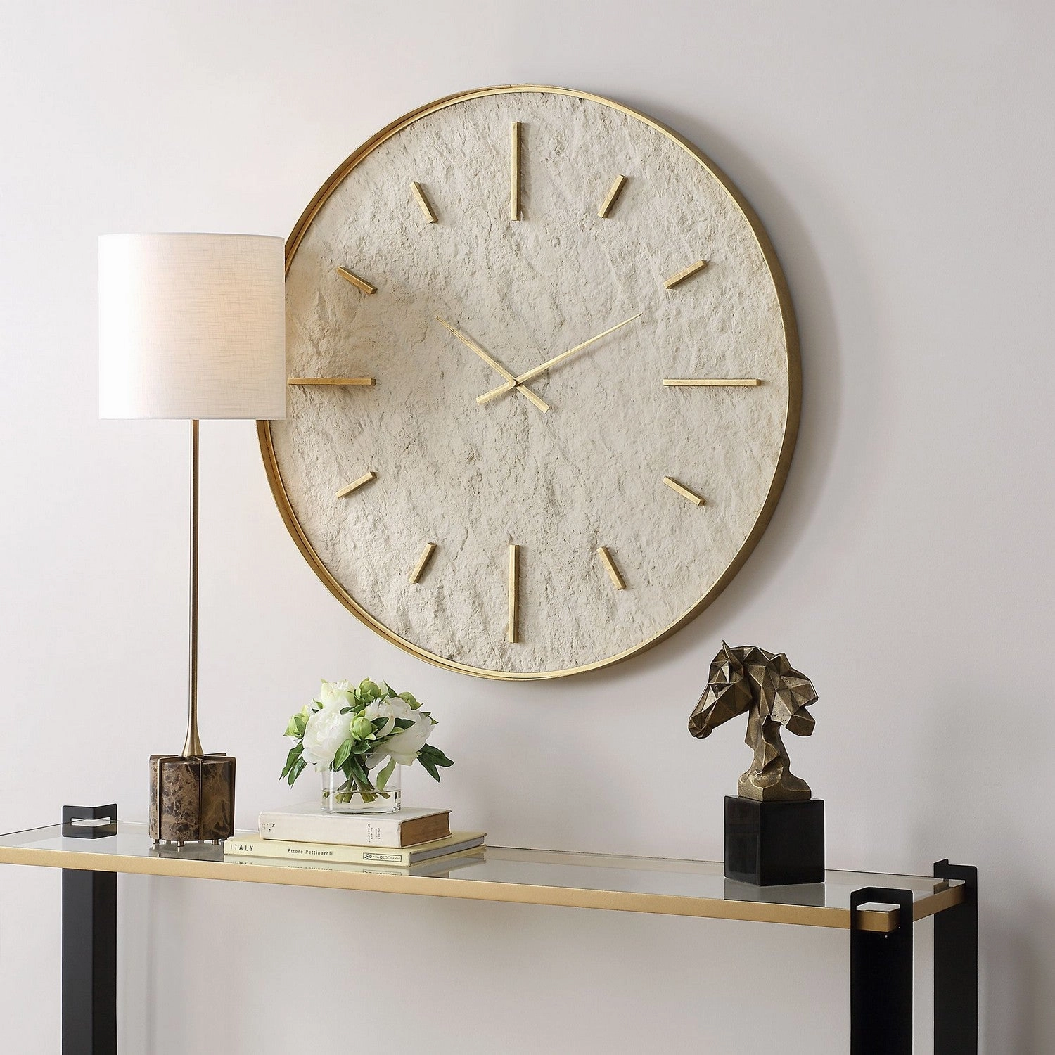 Stone Serenity Wall Clock Antique Gold Clocks decor discount