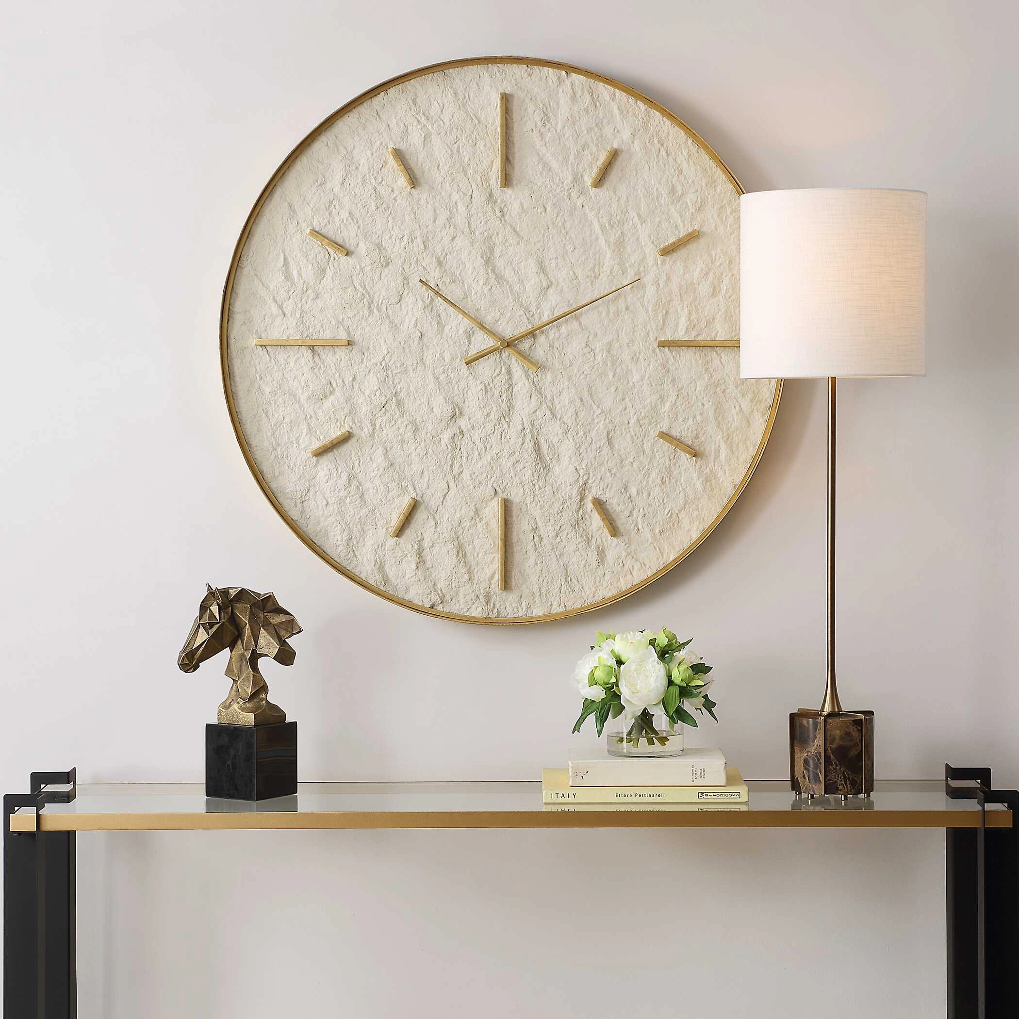Stone Serenity Wall Clock Antique Gold Clocks decor discount